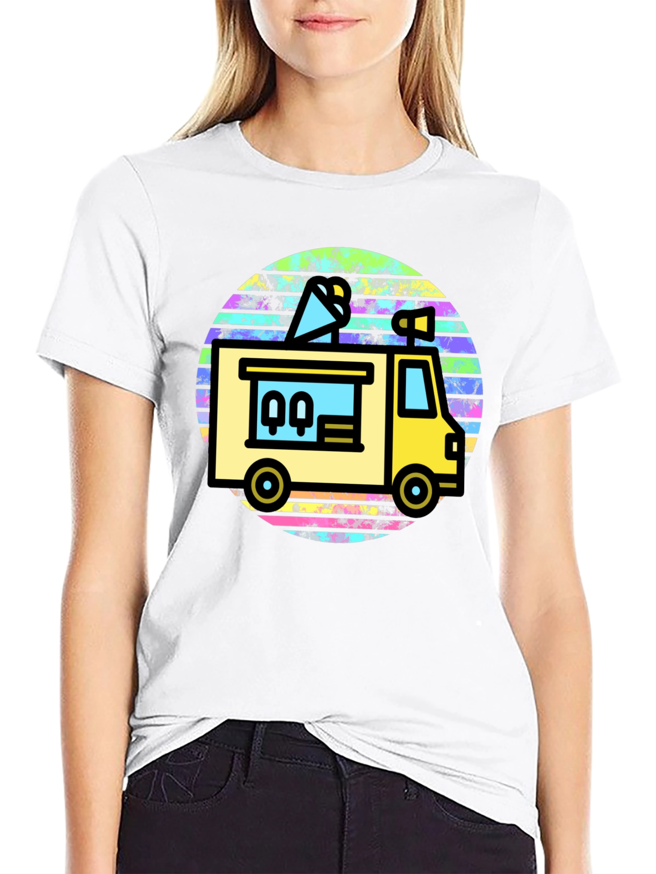 Retro Food Truck Graphic Tee - Black
