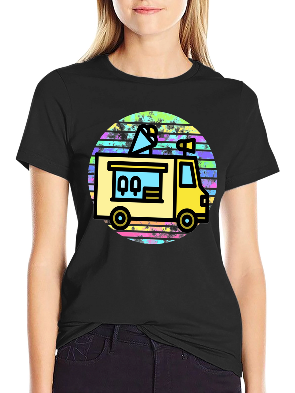 Retro Food Truck Graphic Tee - Black