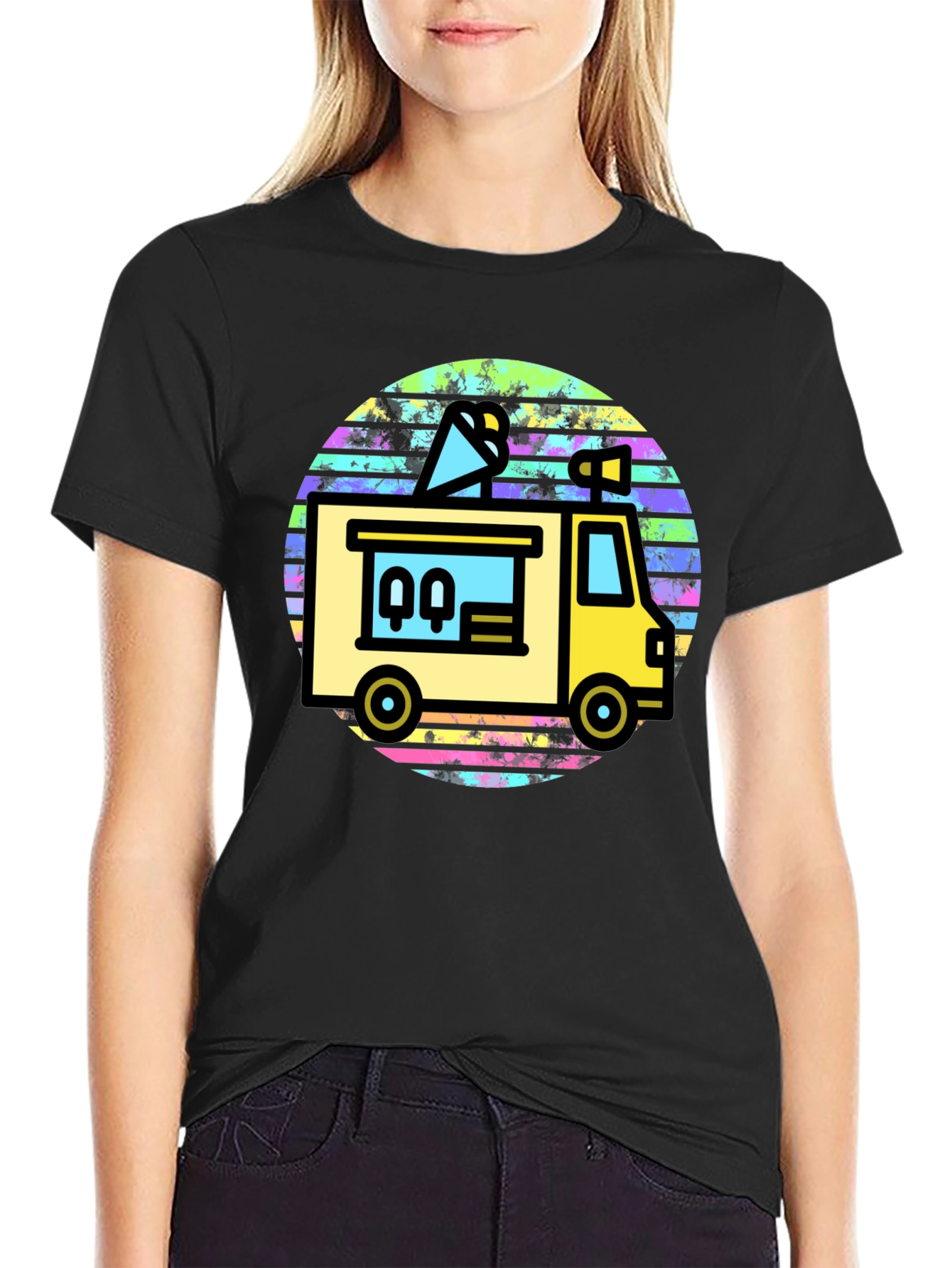 Retro Food Truck Graphic Tee - Black