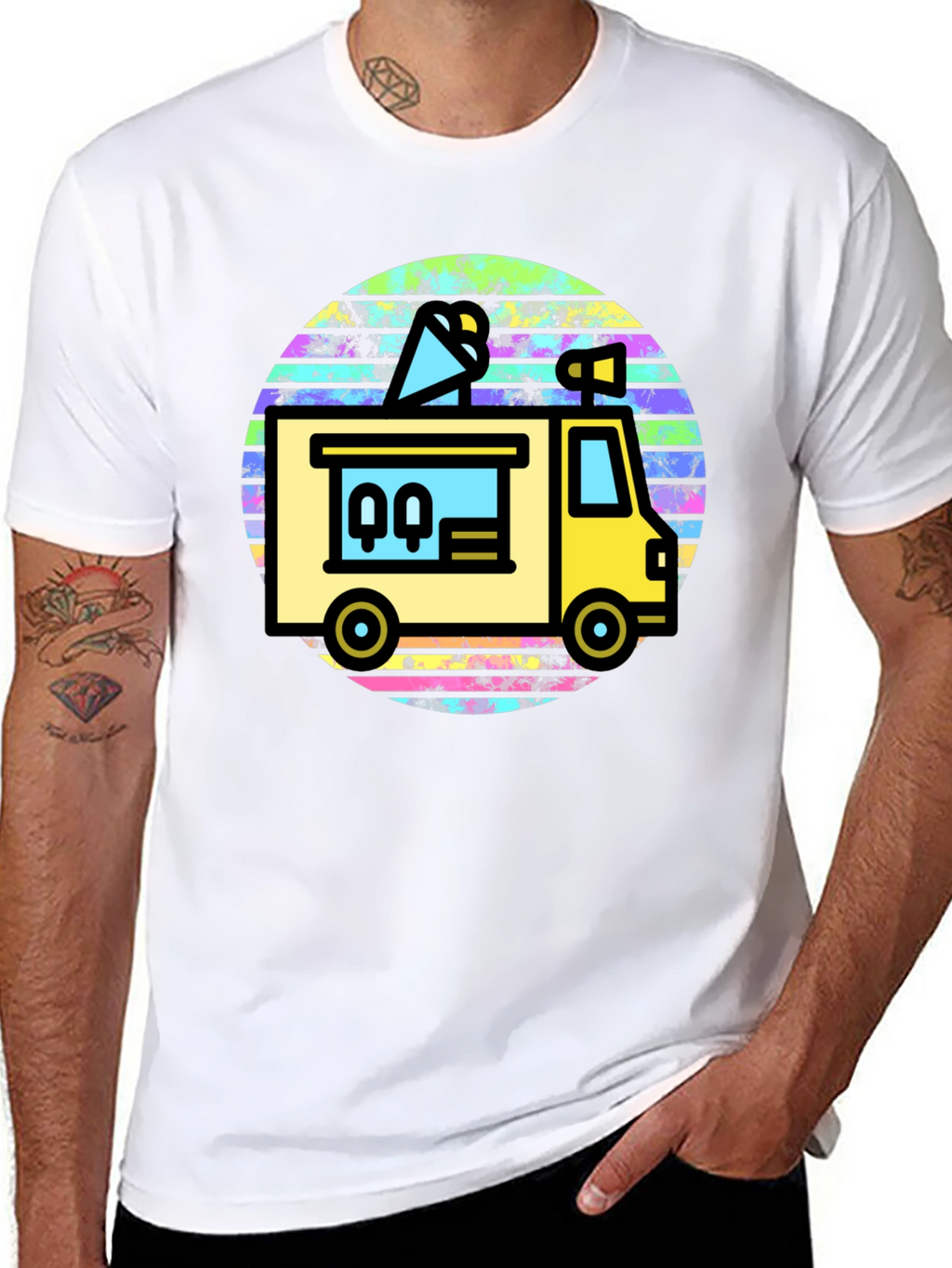 Retro Food Truck Graphic Tee - Black
