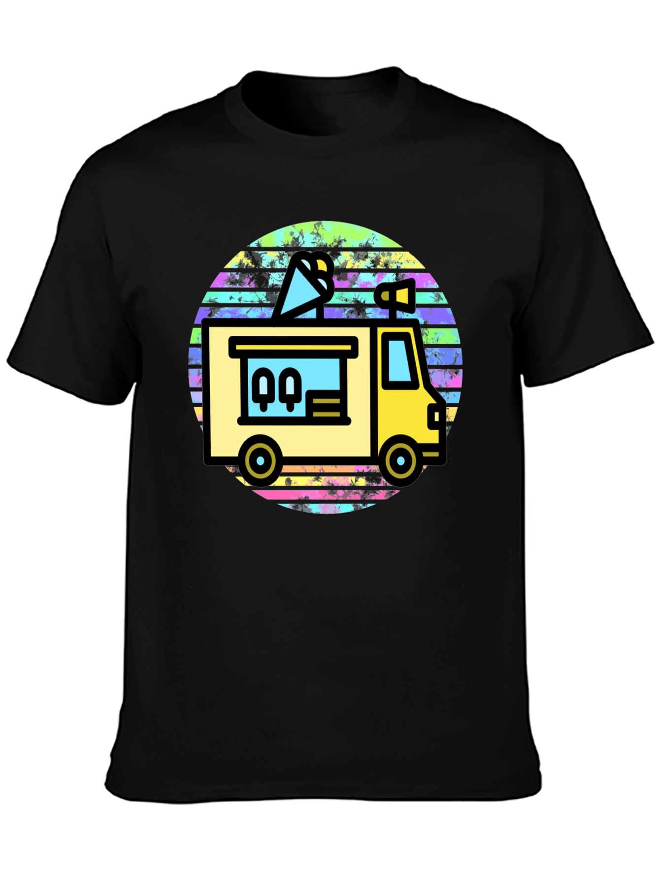 Retro Food Truck Graphic Tee - Black