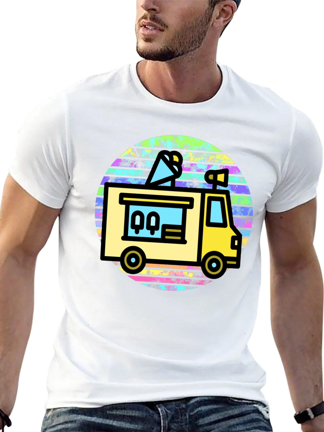 Retro Food Truck Graphic Tee - Black