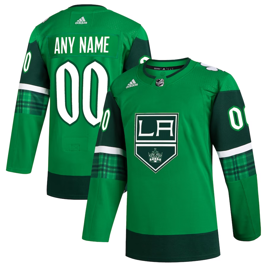 Men's Los Angeles Kings Kelly Green St. Patrick's Day Authentic Custom Jerseys