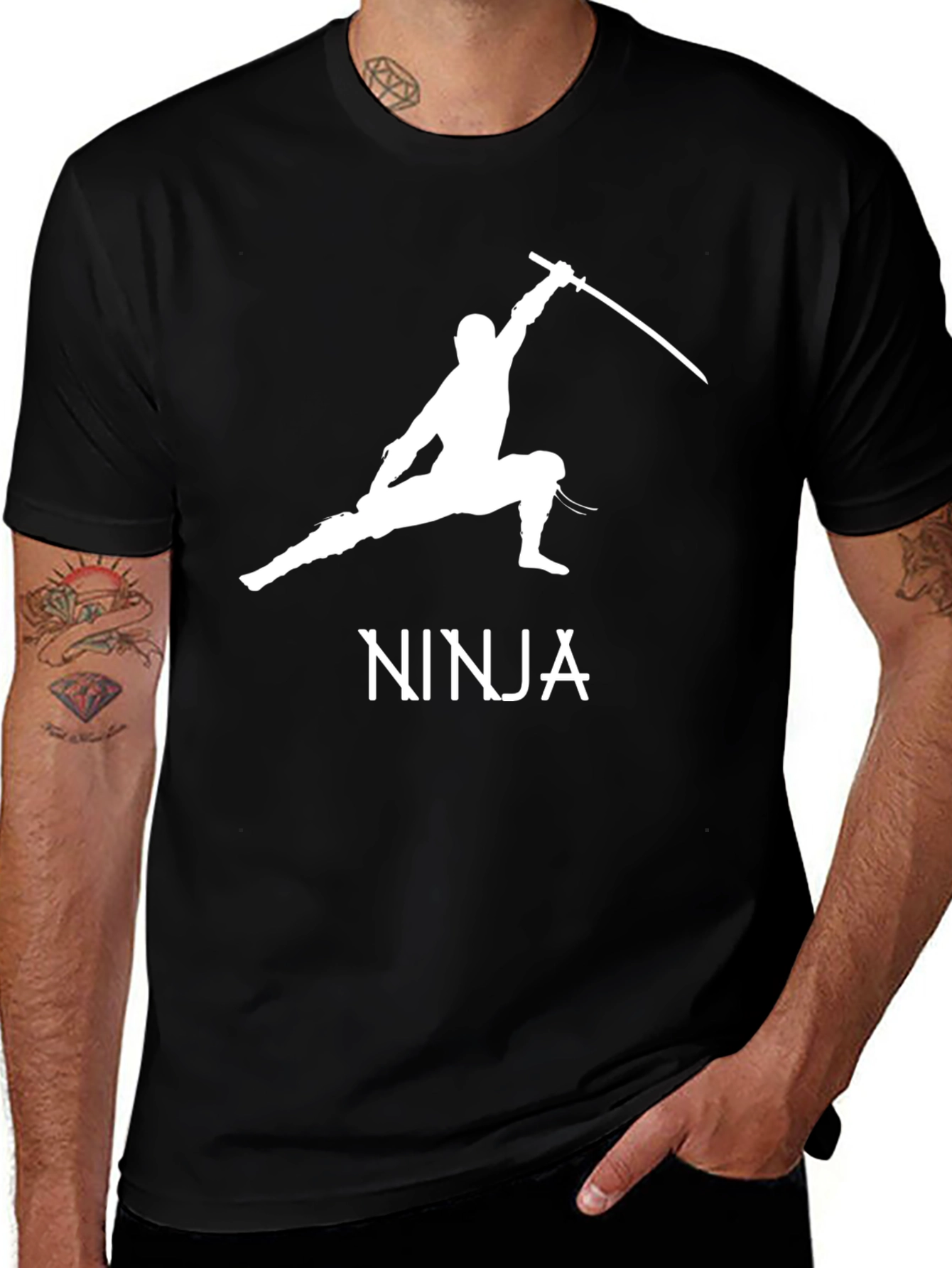 Ninja Warrior Black T-Shirt - Martial Arts Katana Tee