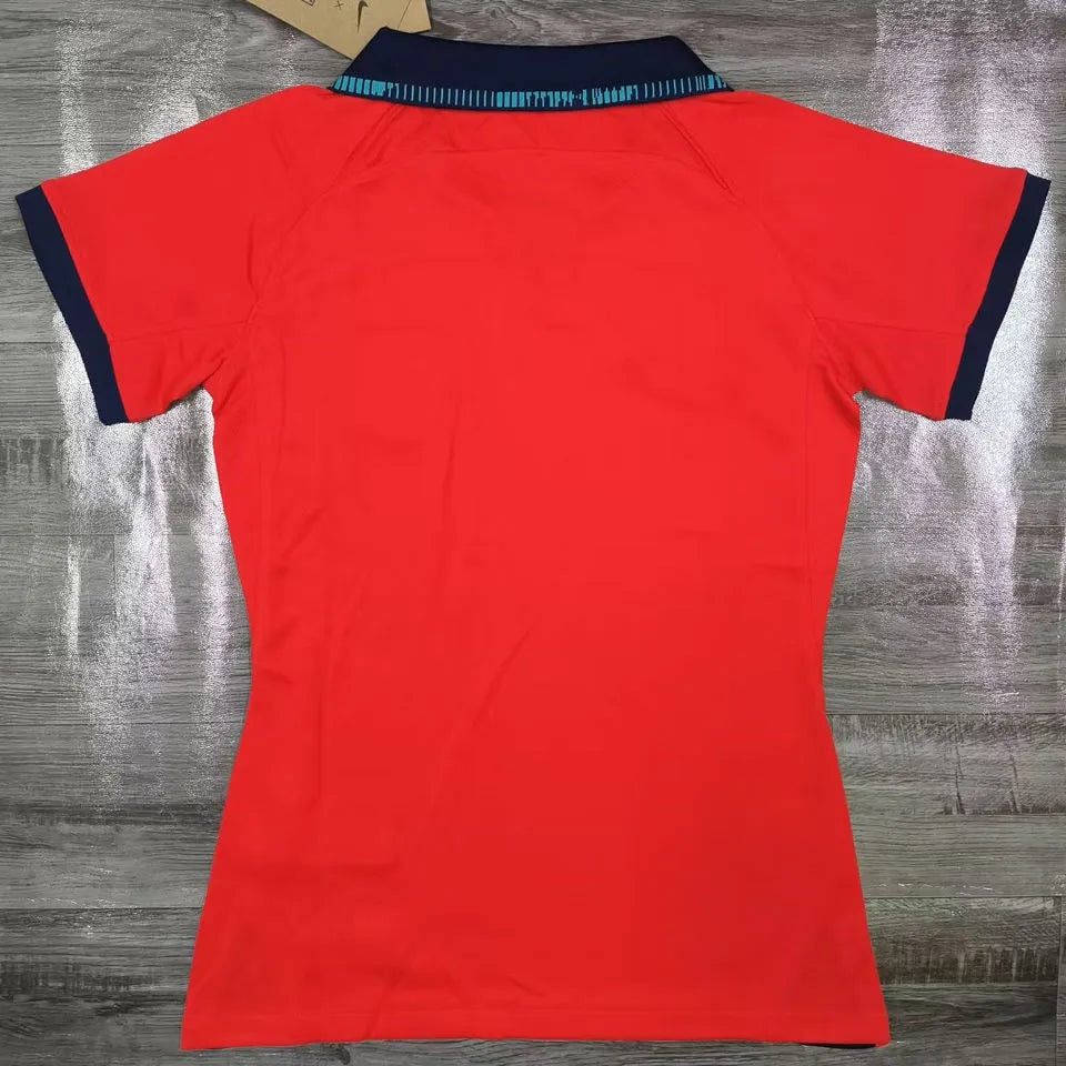 2022/23 England Away Red Women Soccer Jersey Detail 1