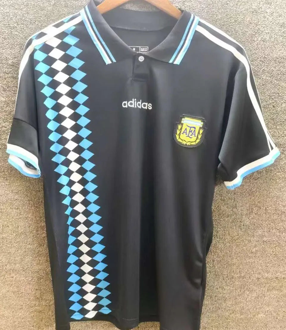 1994 Argentina Black Retro Soccer Jersey Front