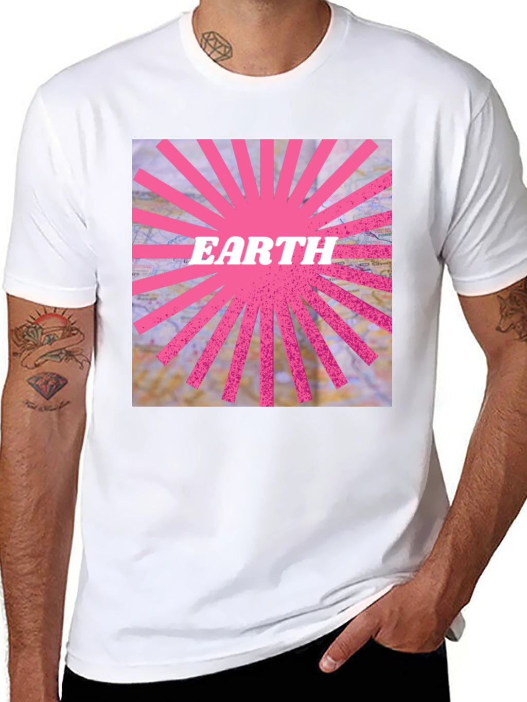 Earth Graphic Tee - Pink Ray Design