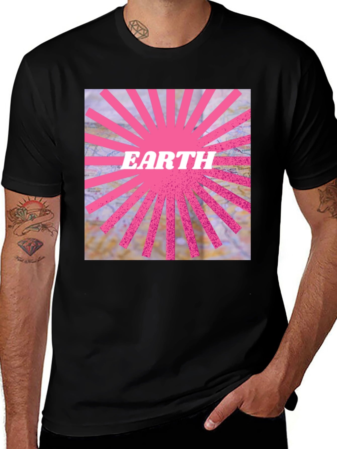 Earth Graphic Tee - Pink Ray Design