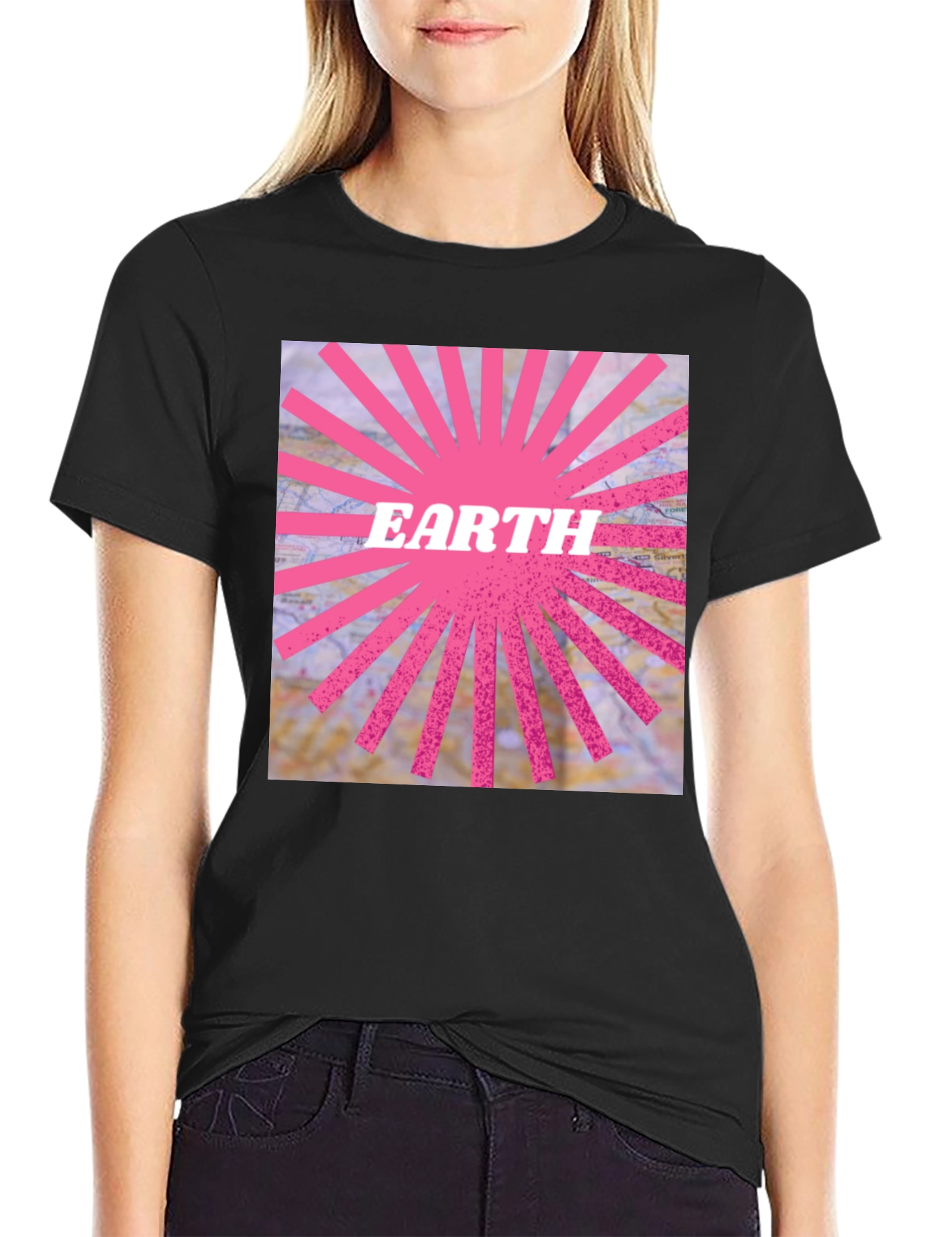 Earth Graphic Tee - Pink Ray Design