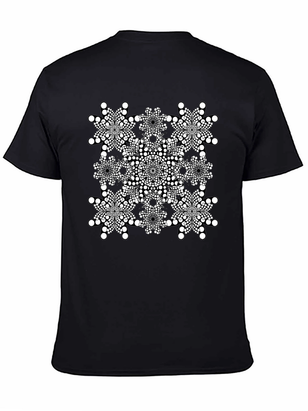 Geometric Dot Mandala Graphic Tee - Black