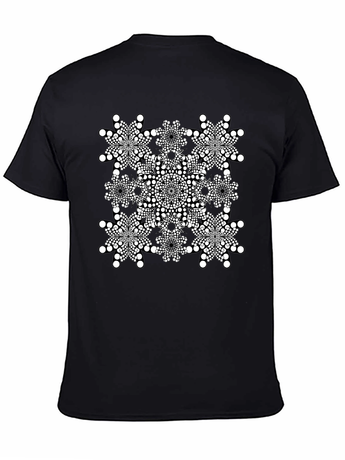 Geometric Dot Mandala Graphic Tee - Black