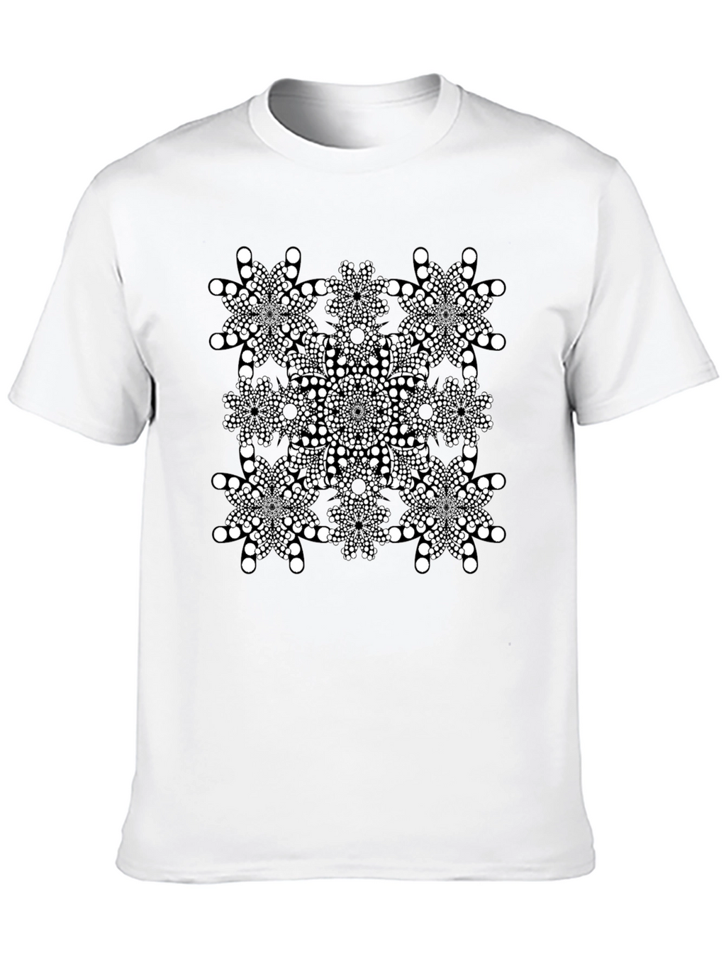 Geometric Dot Mandala Graphic Tee - Black