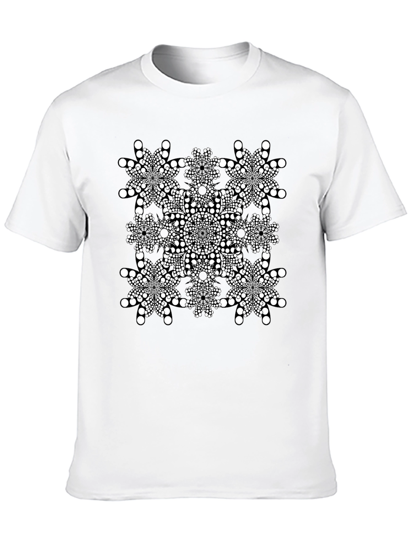 Geometric Dot Mandala Graphic Tee - Black
