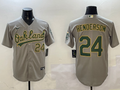 Men's Oakland Athletics Rickey Henderson #24 Gray Replica Player Jerseys