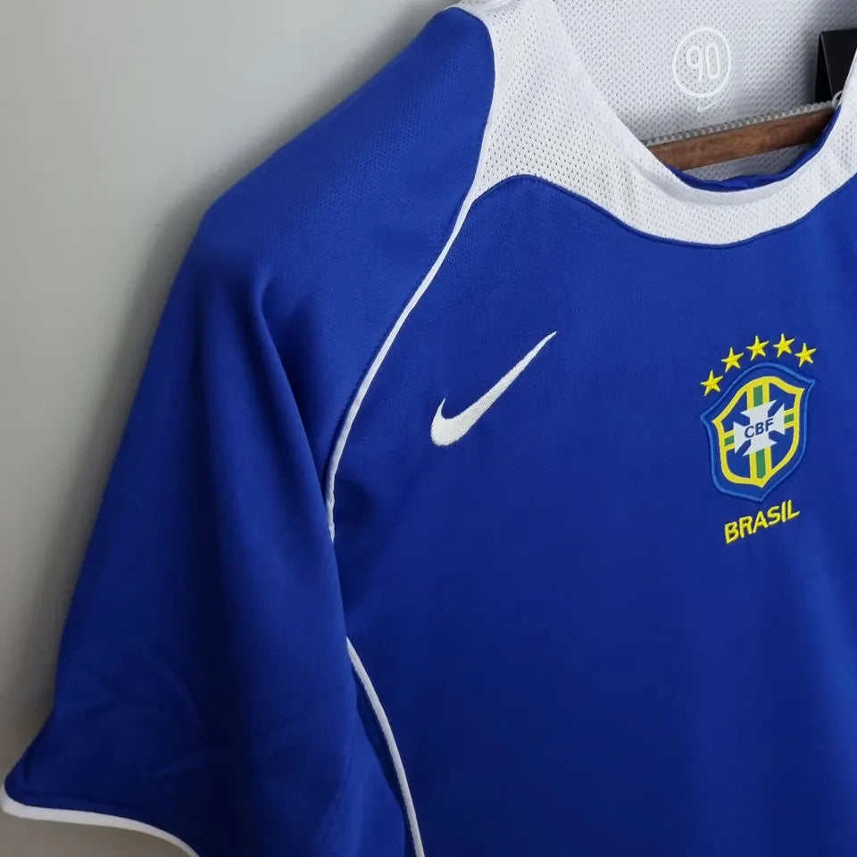 2004/06 Brazil Away Blue Retro Soccer Jersey Detail 2