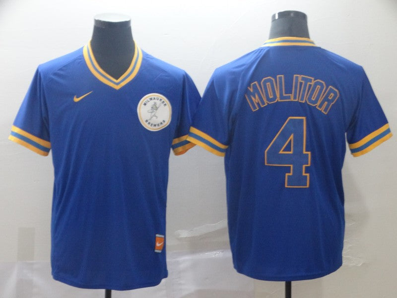 Men's Milwaukee Brewers Paul Molitor #4 Blue Player Jerseys