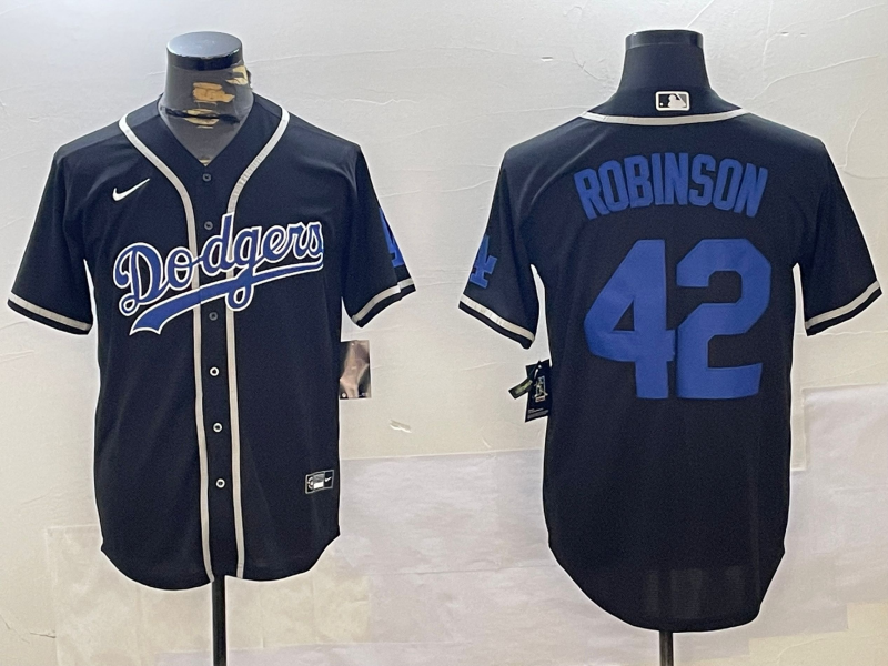 Men's Los Angeles Dodgers Jackie Robinson #42 Black Game Player Jerseys