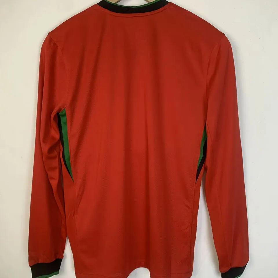 2024/25 Portugal Home Red Fans Long Sleeve Jersey Back