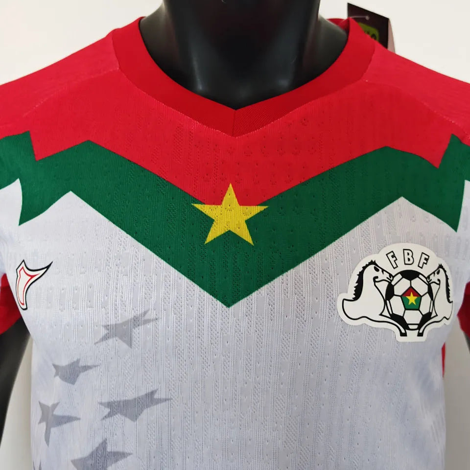 2025/26 Burkina Faso White Player Version Soccer Jersey Detail 1