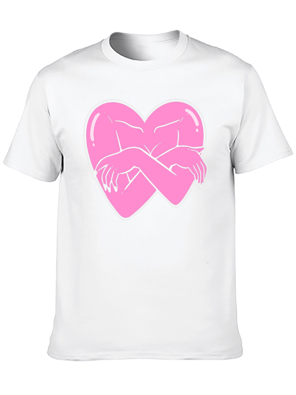 Heart Hug Graphic Tee - Black Cotton T-Shirt