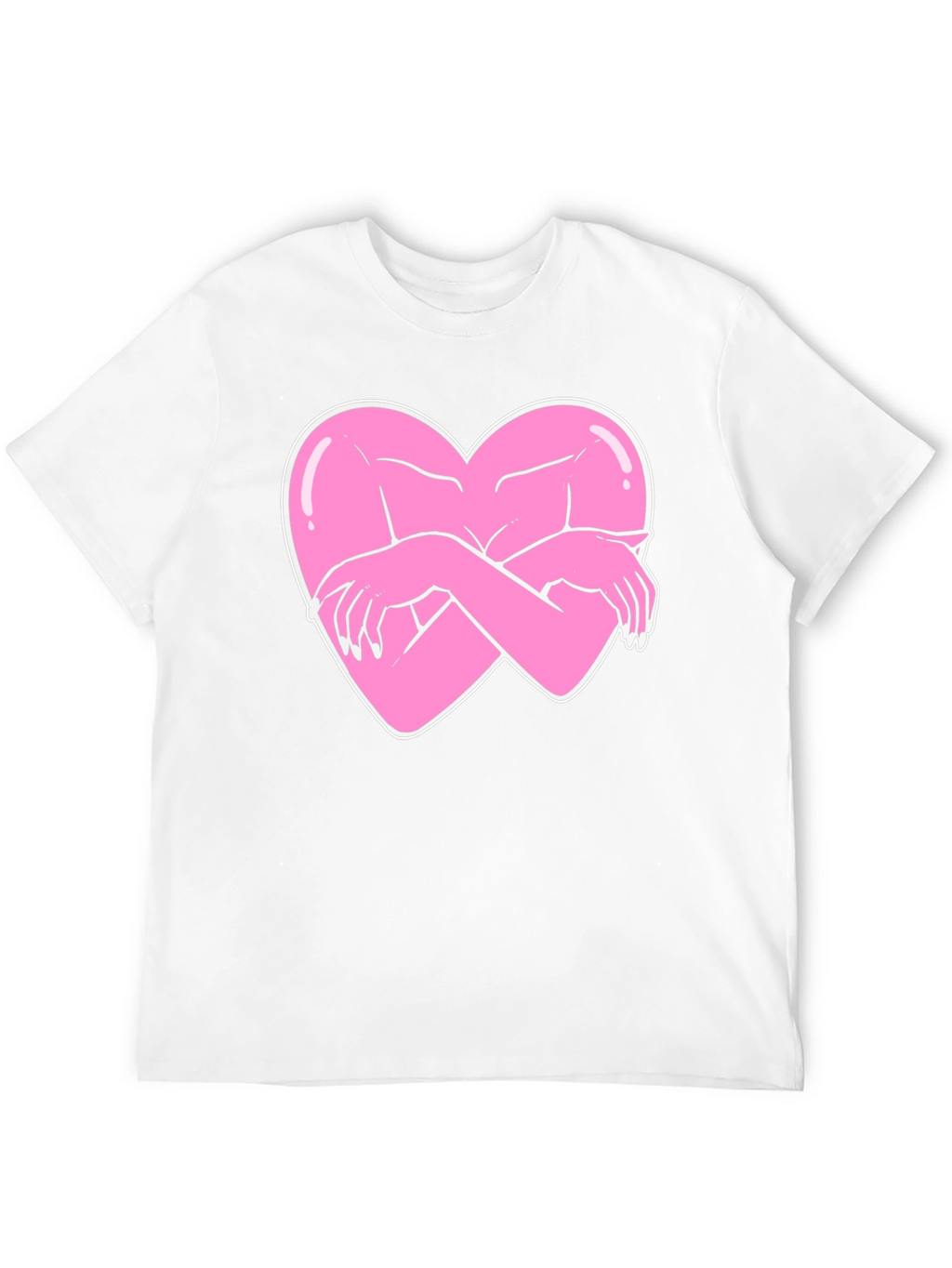 Heart Hug Graphic Tee - Black Cotton T-Shirt