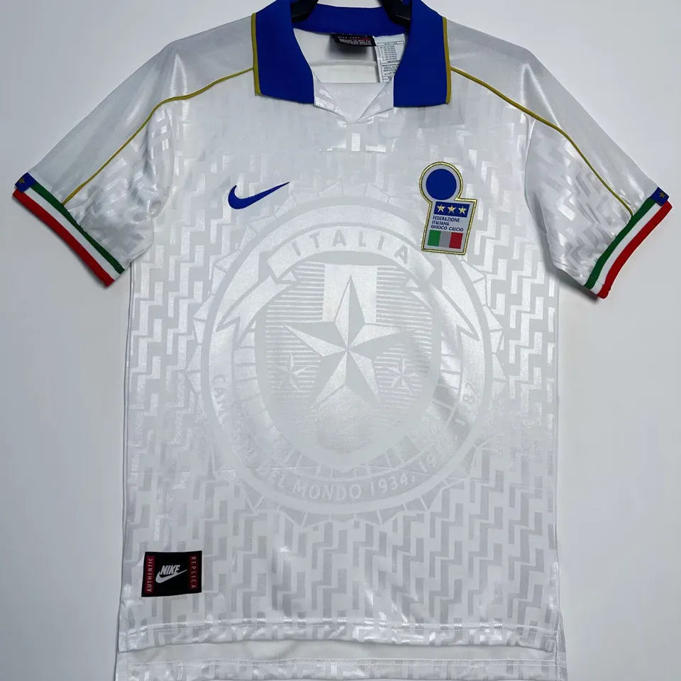 1995 Italy Away White Retro Soccer Jersey Front
