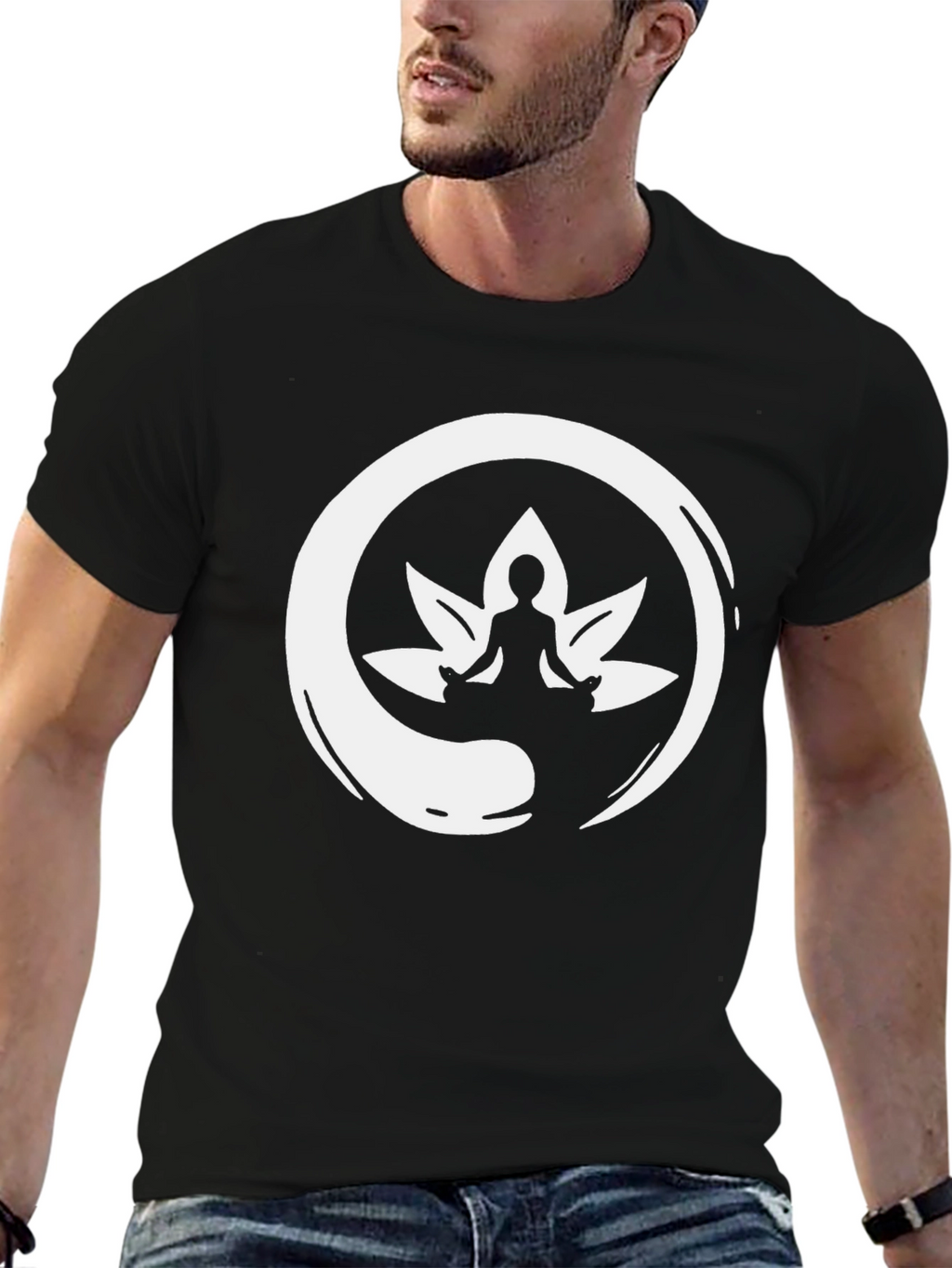 Zen Meditation Lotus T-Shirt - Black