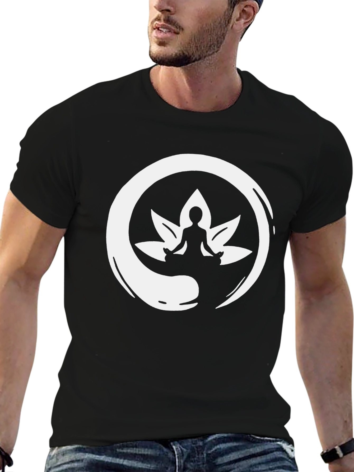 Zen Meditation Lotus T-Shirt - Black