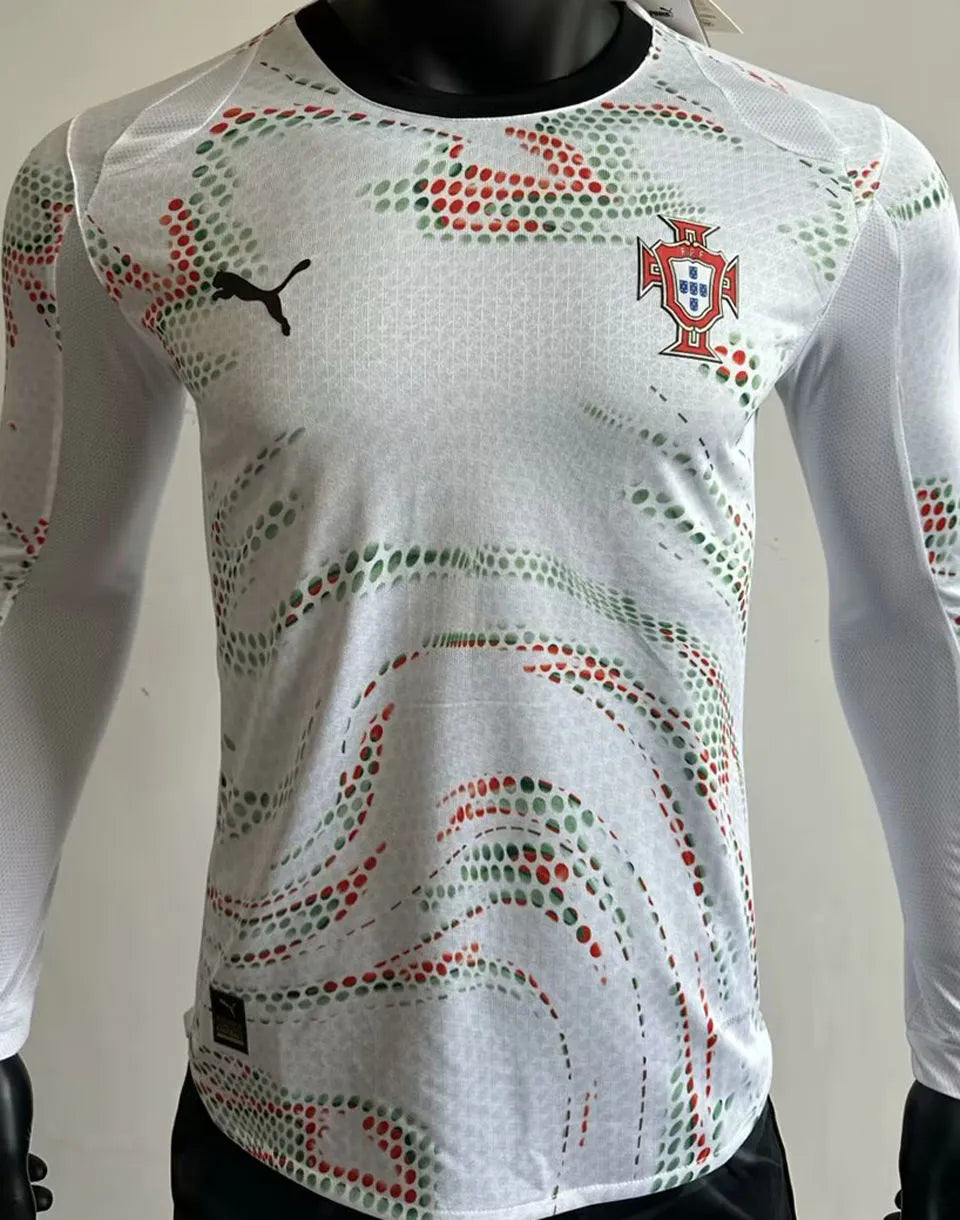 2025/26 Portugal Away White Long Sleeve Player Version Soccer Jersey Front