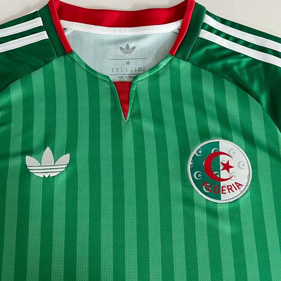 2026/27 Algeria Away Green Fans Soccer Jersey 无星 (Have Right Patch 有右臂章 白底黑字） Detail 3
