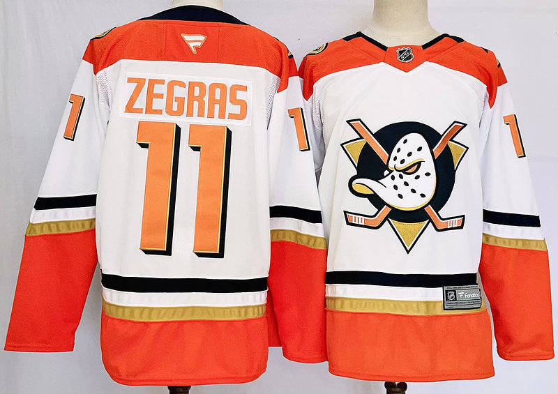 Men's Anaheim Ducks Trevor Zegras #11 White Game Jerseys