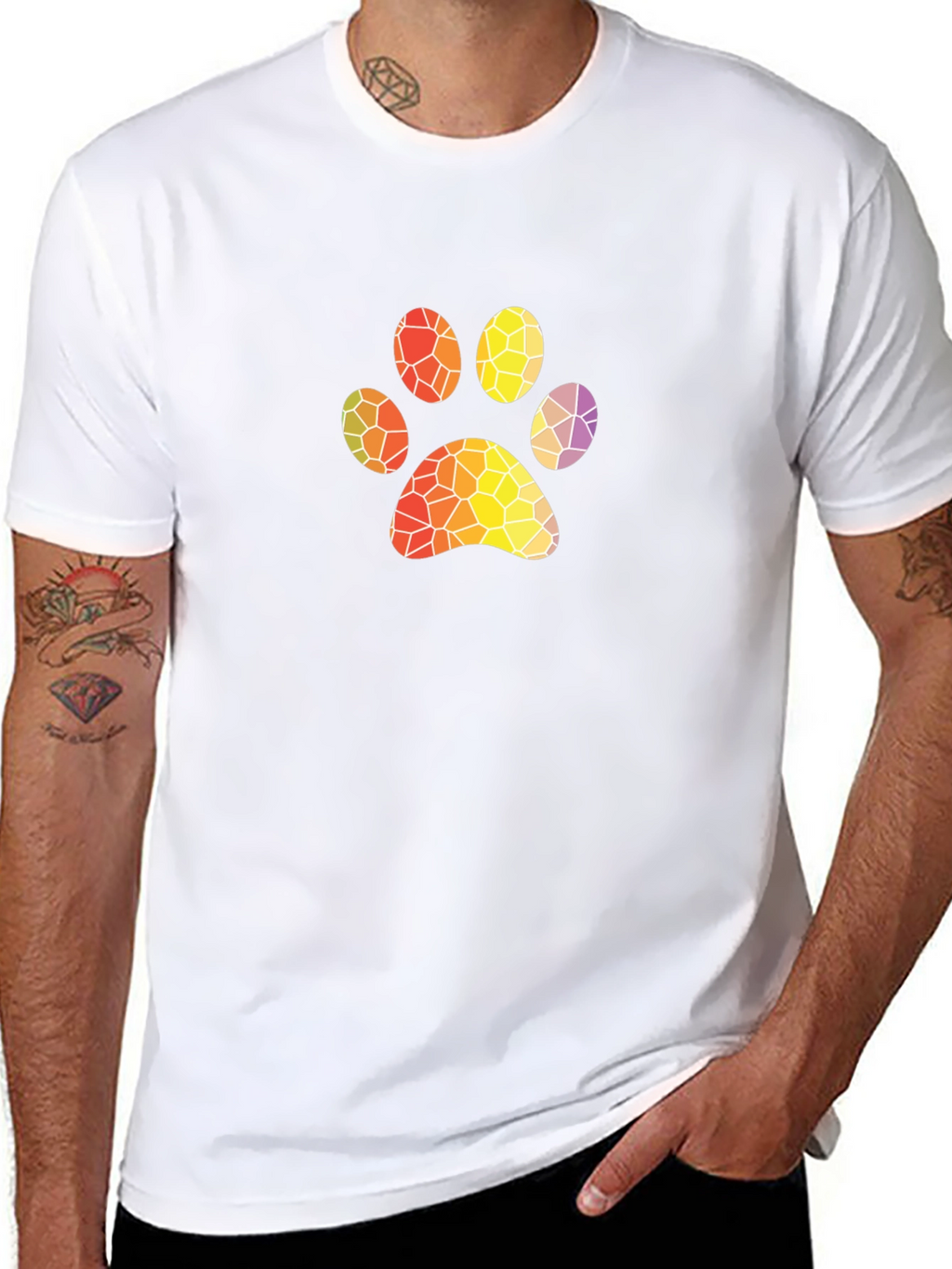Abstract Paw Print Black T-Shirt