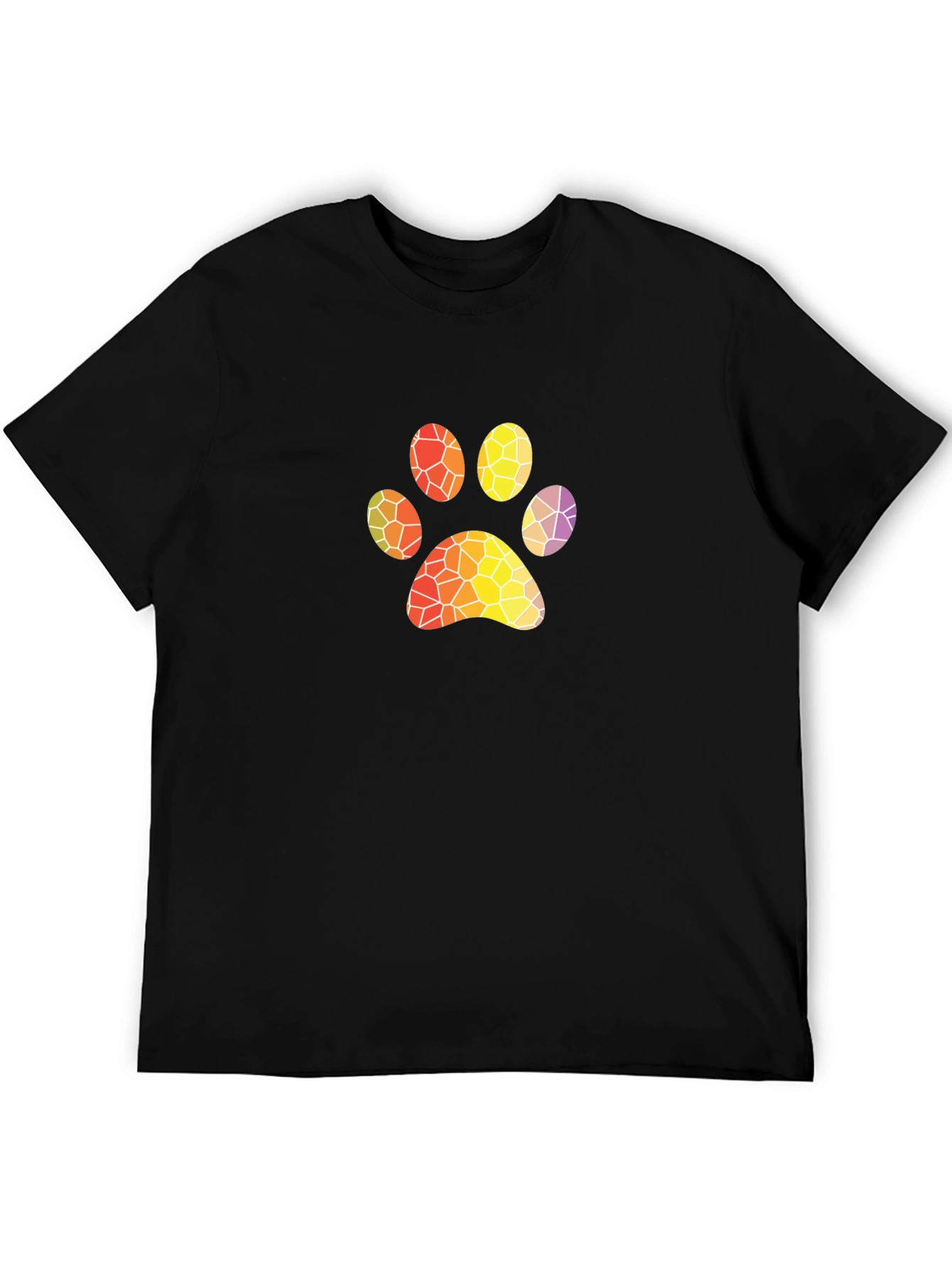 Abstract Paw Print Black T-Shirt
