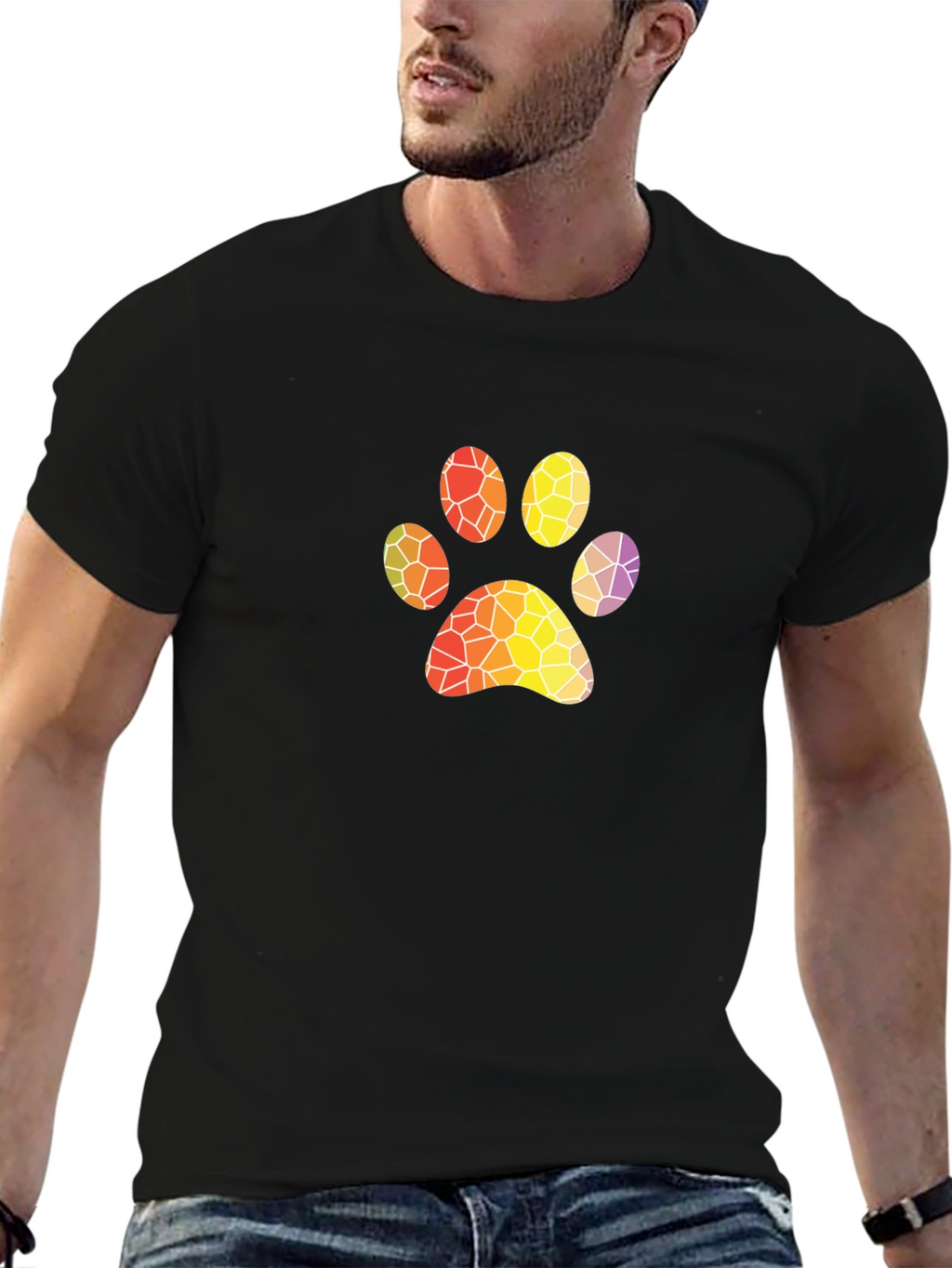 Abstract Paw Print Black T-Shirt