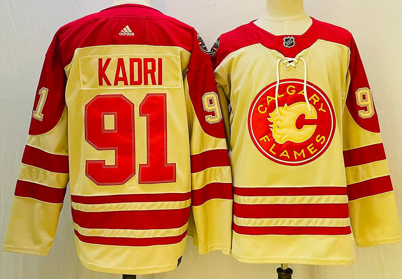 Men's Calgary Flames Nazen Kadri #91 Yellow Player Game Jerseys