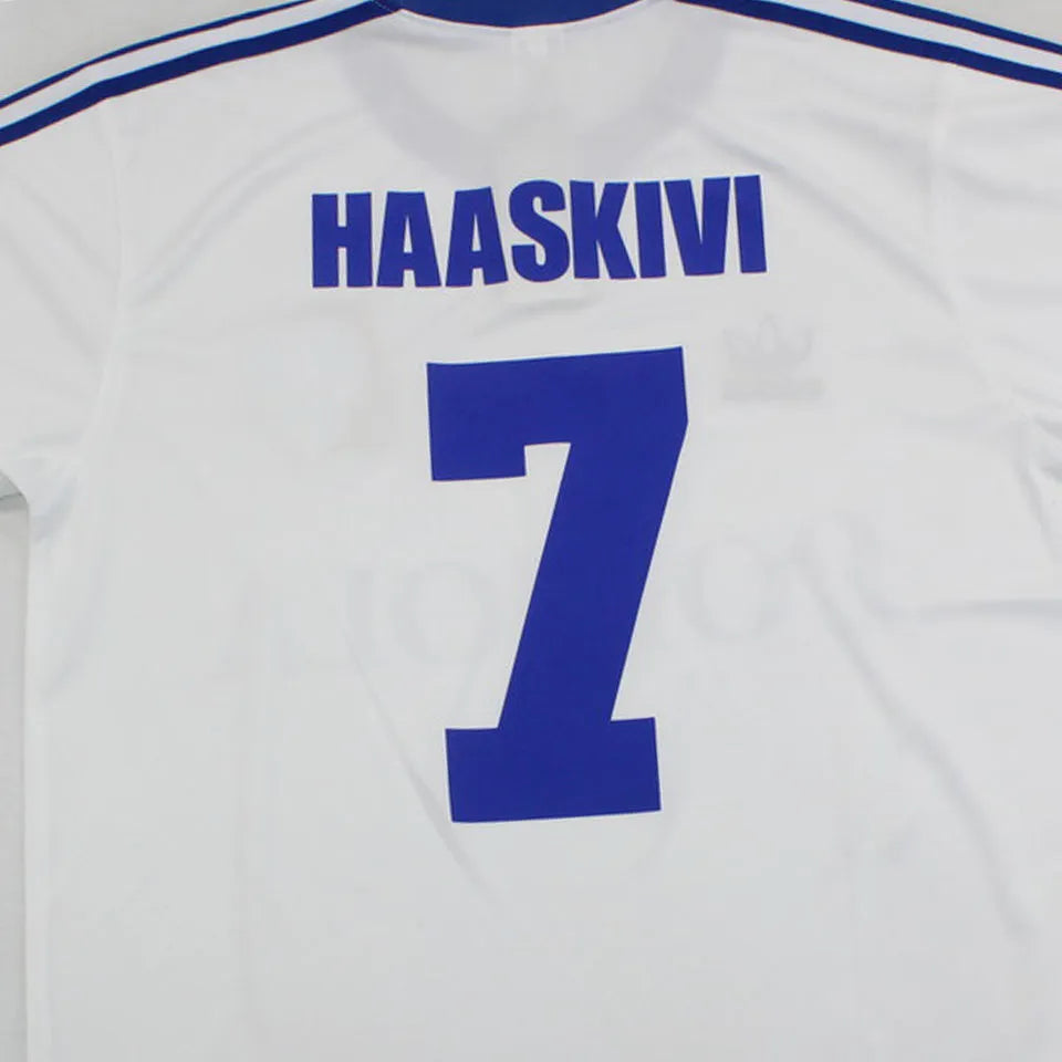 1982 Finland Home White Retro Soccer Jersey Detail 1