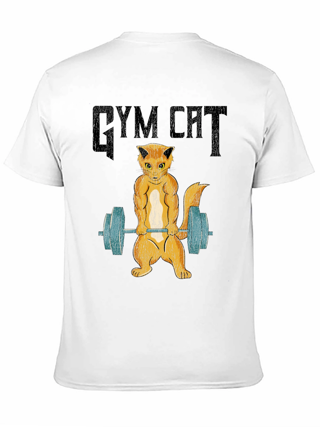 Gym Cat Graphic Tee - Black Cotton T-Shirt