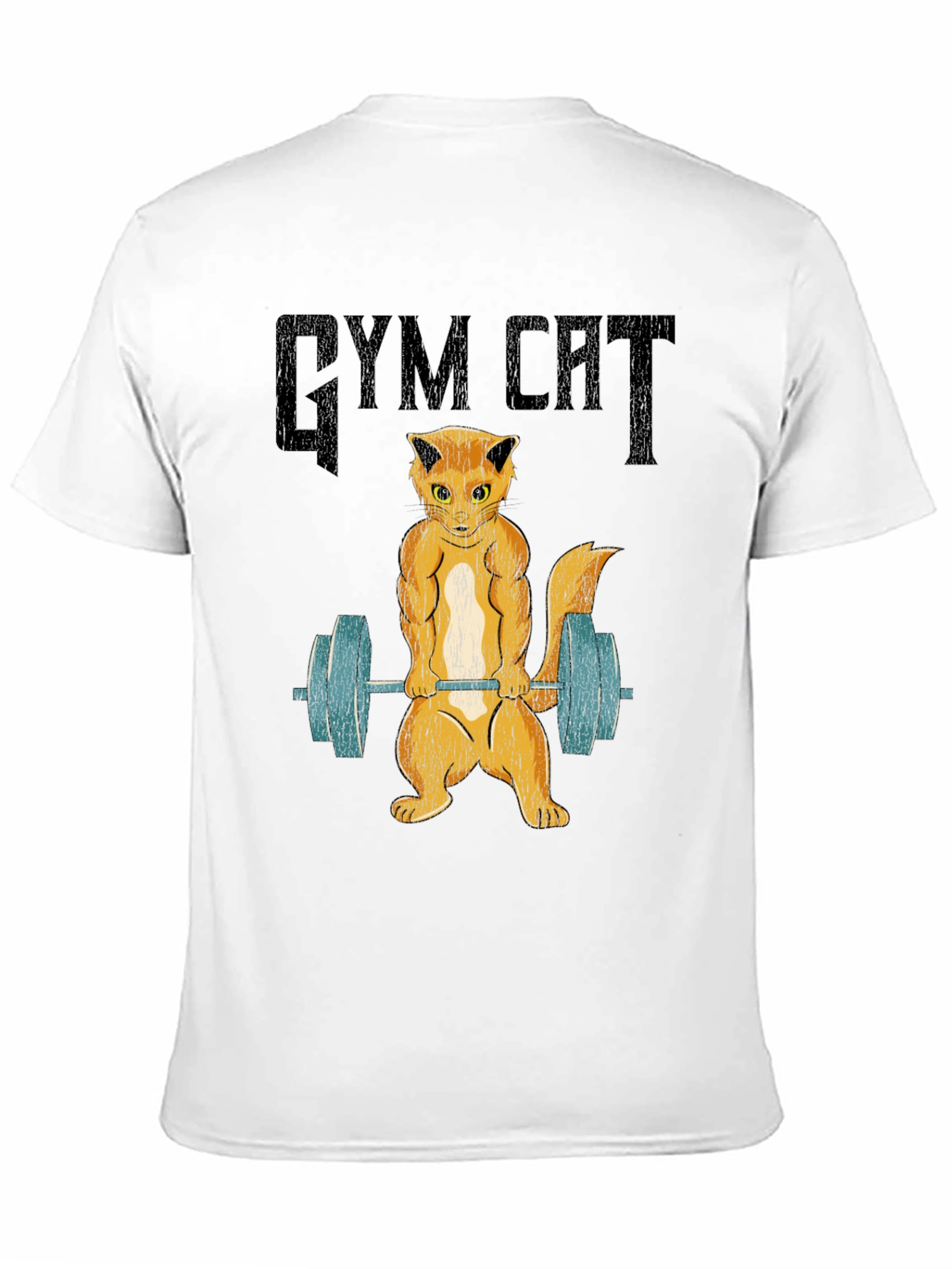 Gym Cat Graphic Tee - Black Cotton T-Shirt