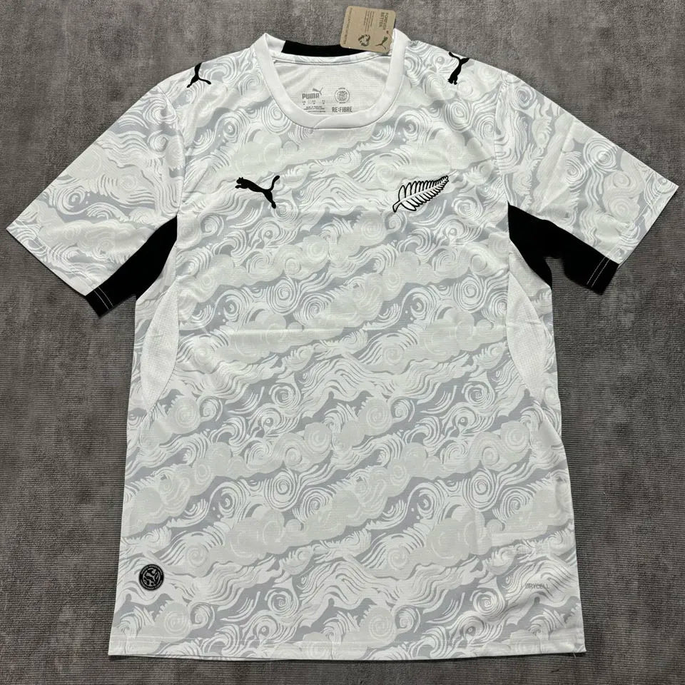 2026/27 New Zealand Home White Soccer Jersey (Have Right Patch 有右臂章 黑底白字） Back