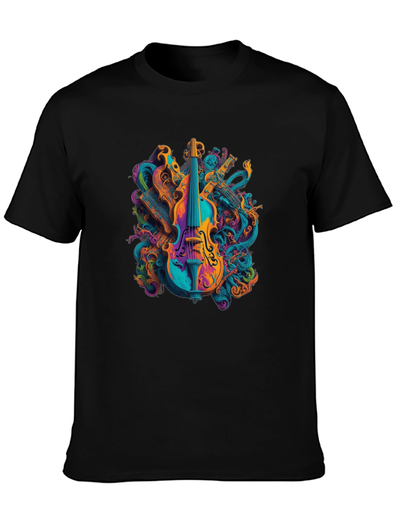 Vibrant Music T-Shirt - Abstract Violin Design