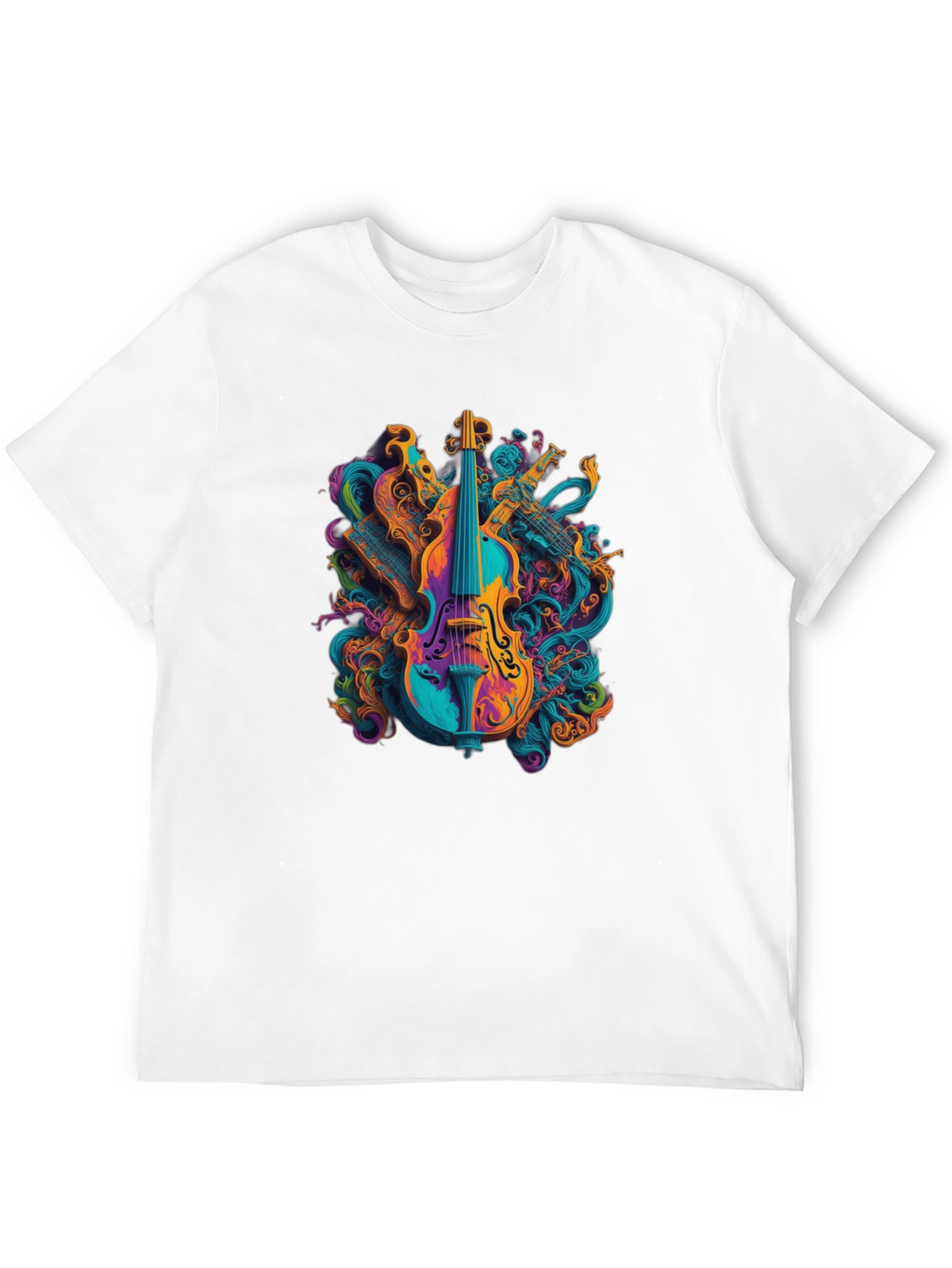 Vibrant Music T-Shirt - Abstract Violin Design