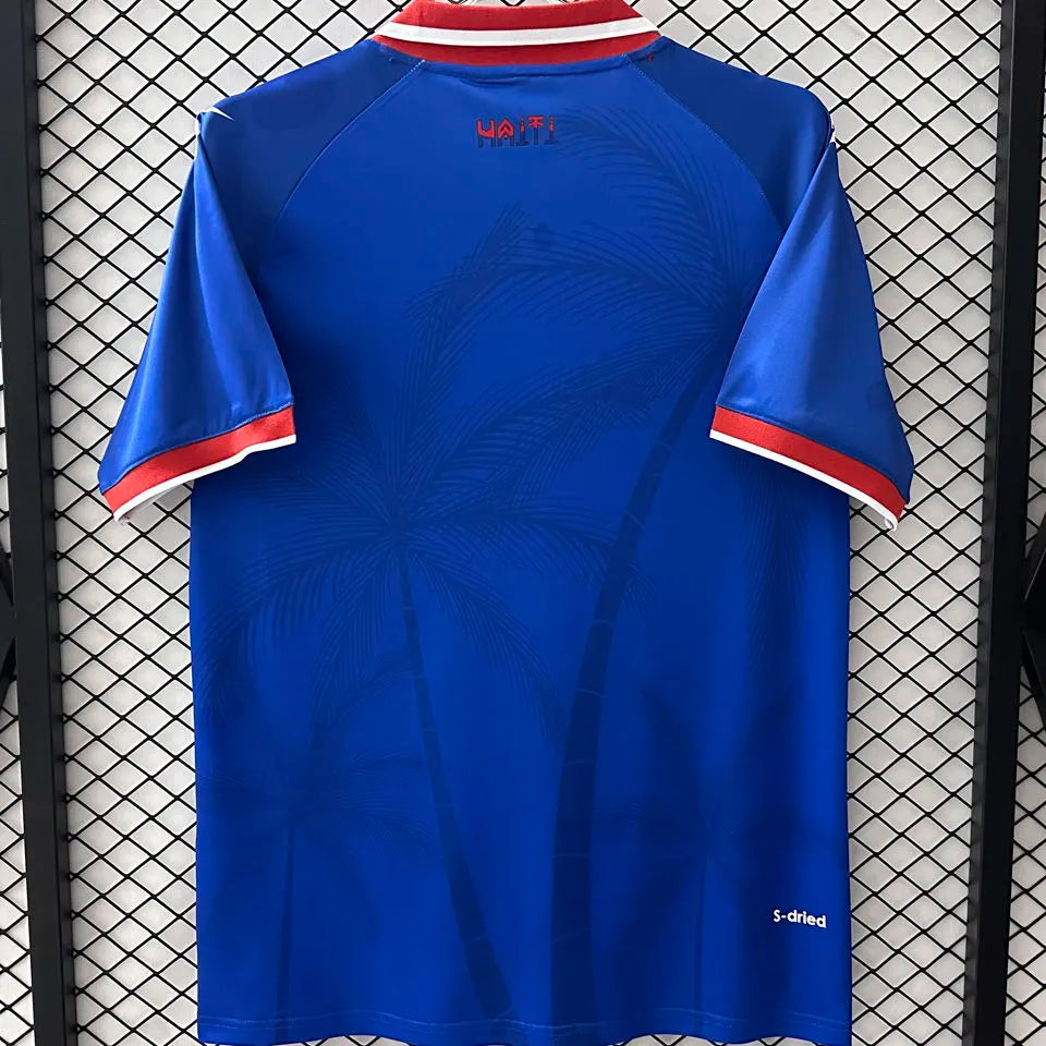 2026/27 Haiti Home Blue Fans Soccer Jersey 海地 (Have Right Patch 有右臂章 白底黑字） Detail 1