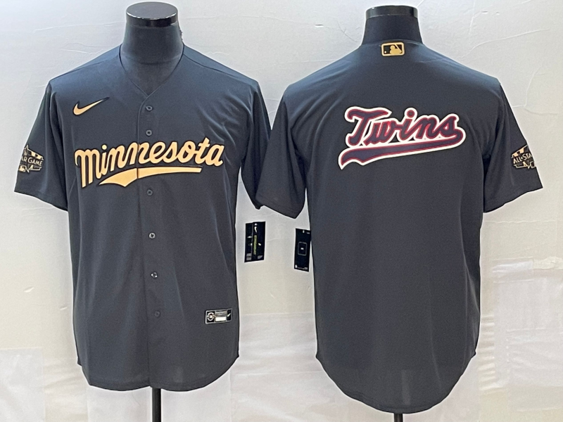 Men's Minnesota Twins Dark Grey Replica Player Logo Jerseys