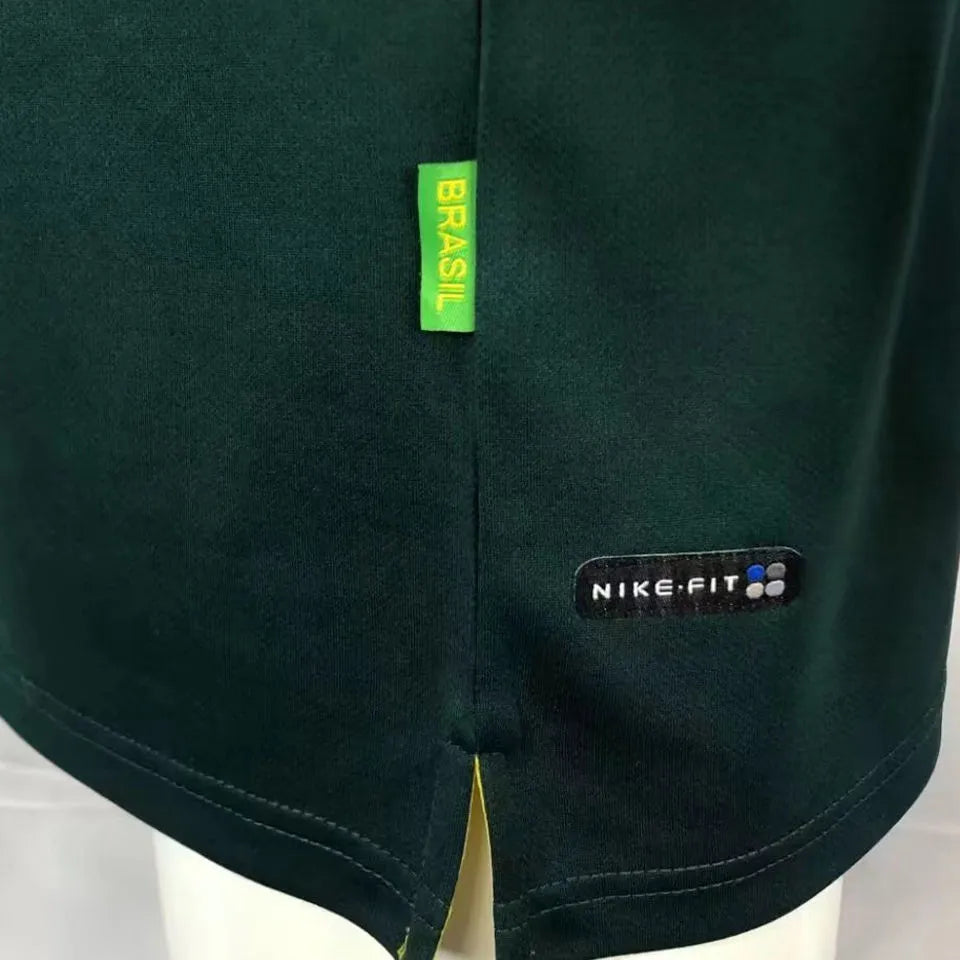 1998 Brazil GK Dark Green Retro Soccer Jersey Detail 4