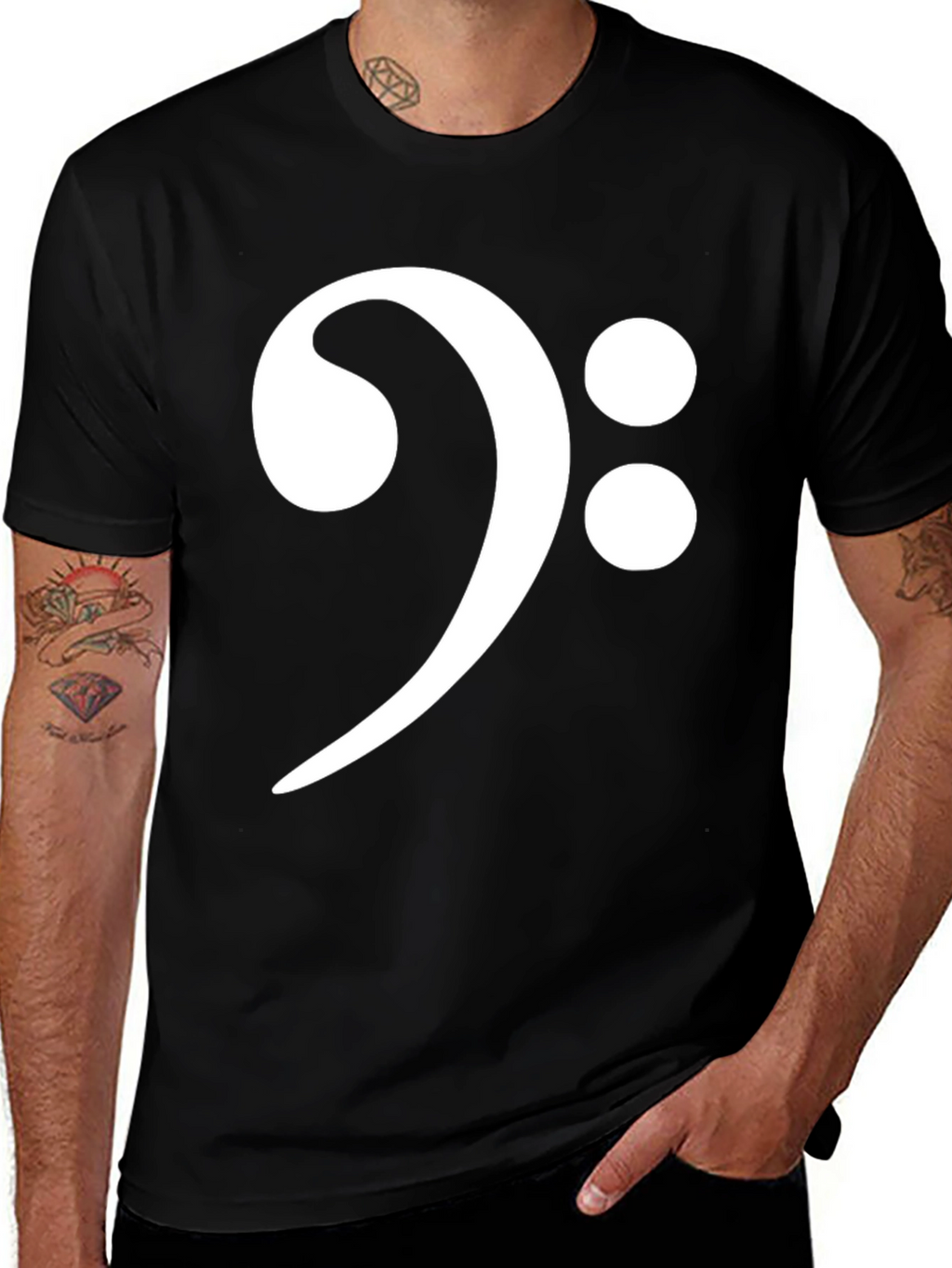 Bass Clef Graphic T-Shirt - Black