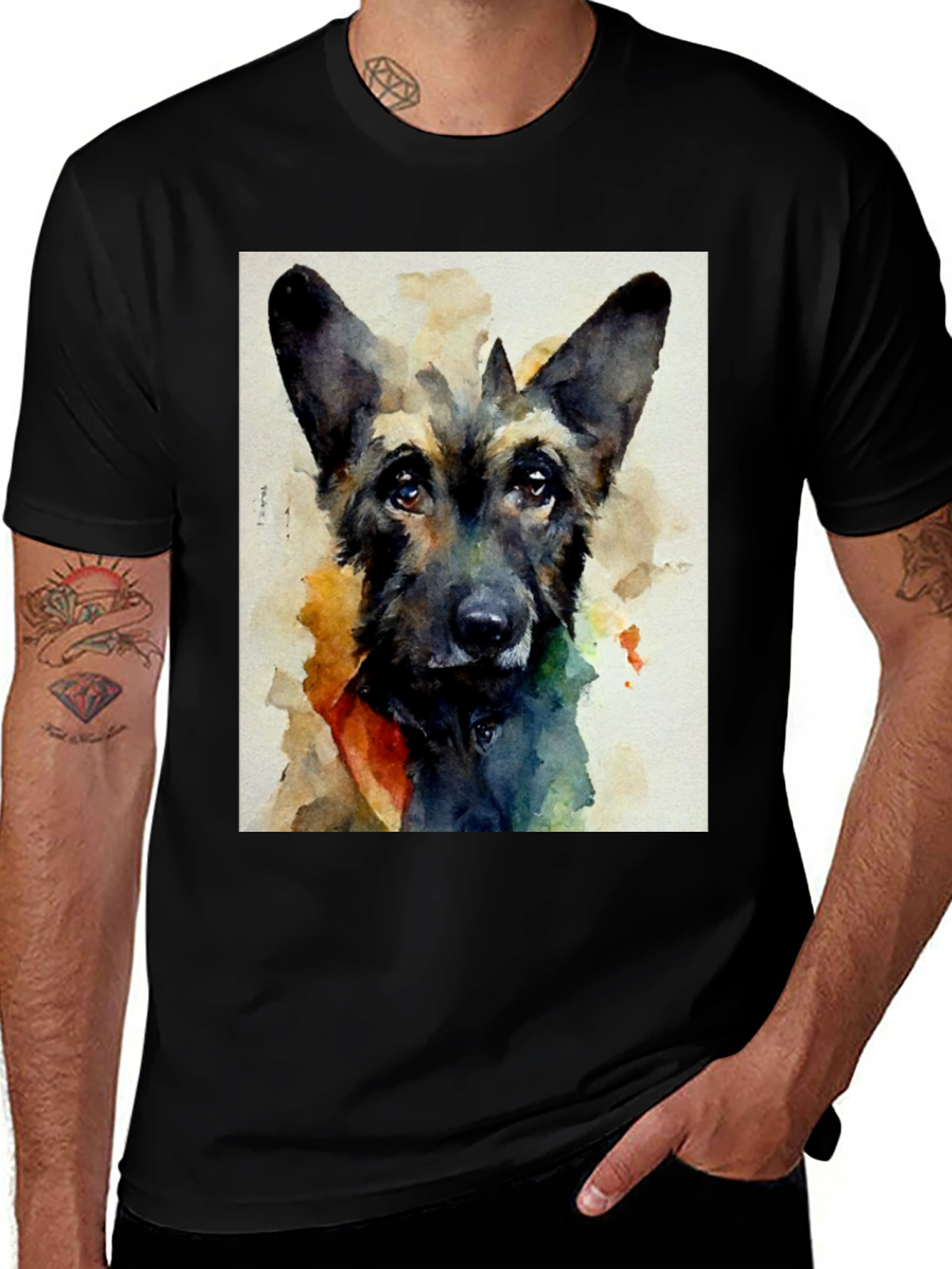 Dog Portrait T-Shirt - Watercolor Style