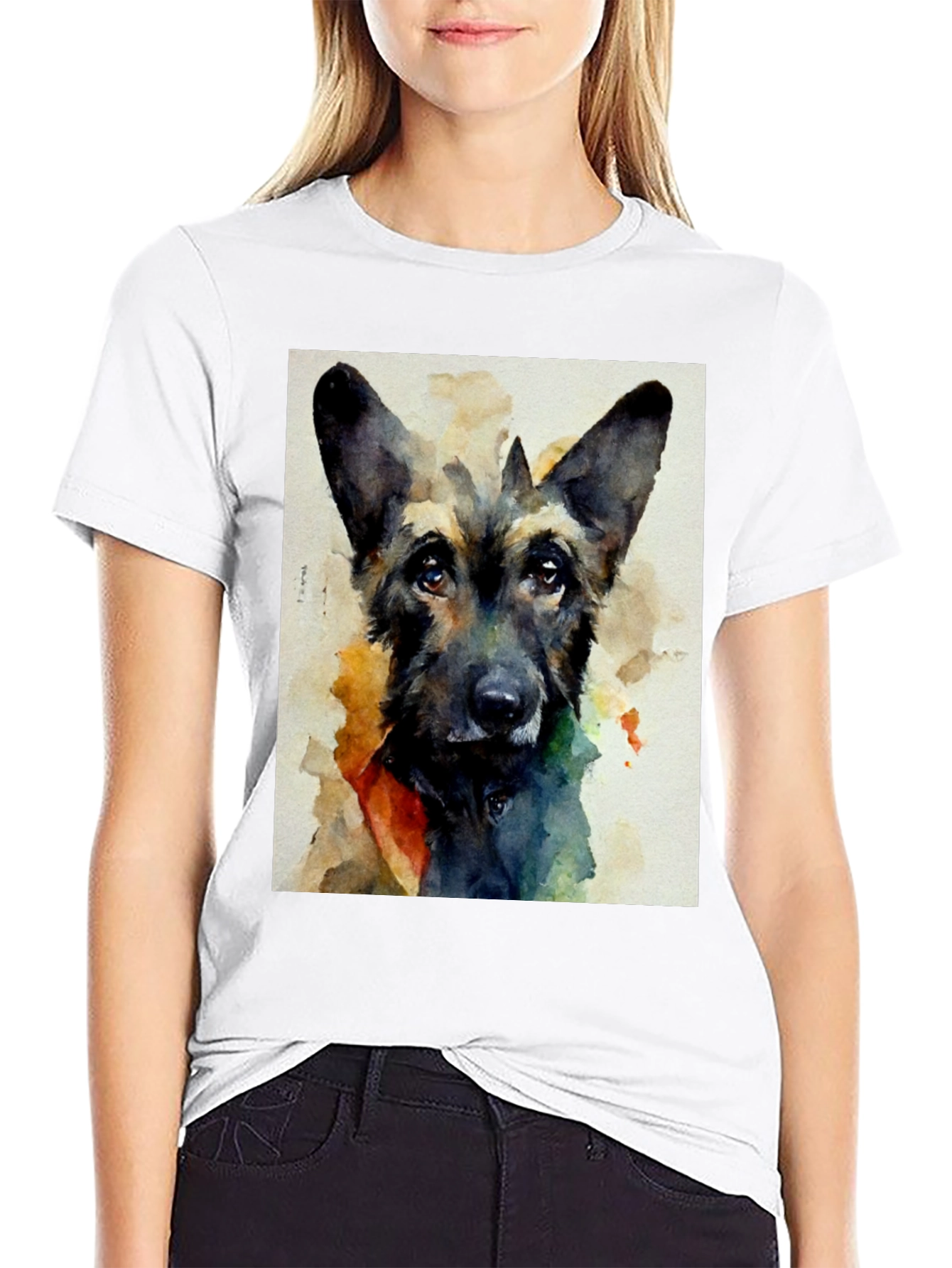 Dog Portrait T-Shirt - Watercolor Style