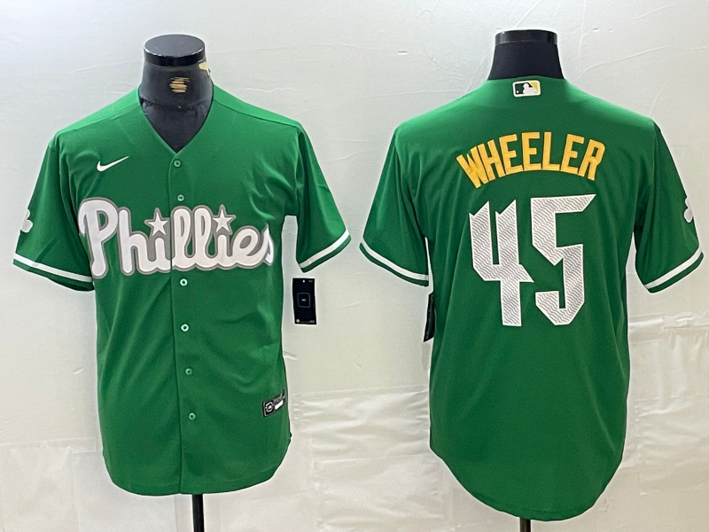 Men's Philadelphia Phillies Zack Wheeler #45 Green Replica Player Jerseys