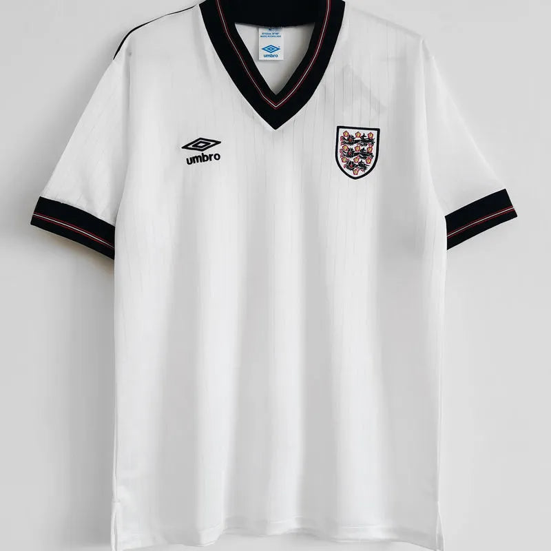 1984/1987 England Home White Retro Soccer Jersey Front