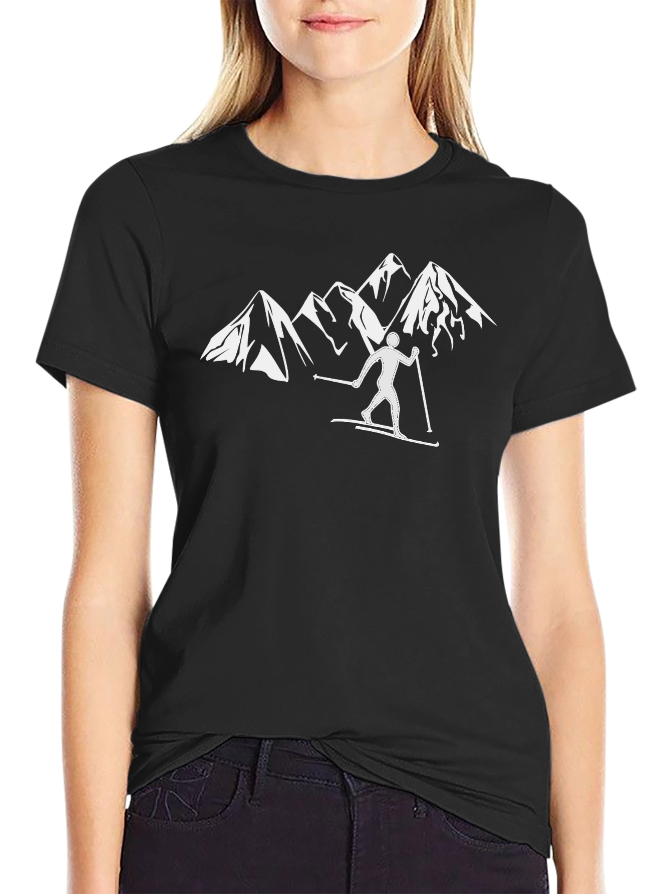 Mountain Ski T-Shirt - Black Graphic Tee